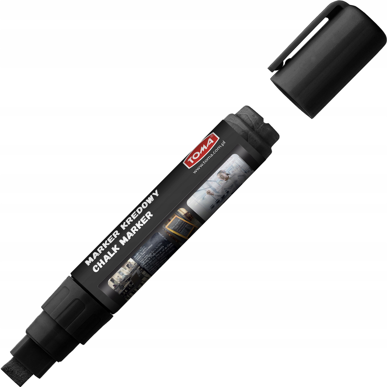 Markery kredowe końcówka 8x5mm czarne TO-291 32 TOMA