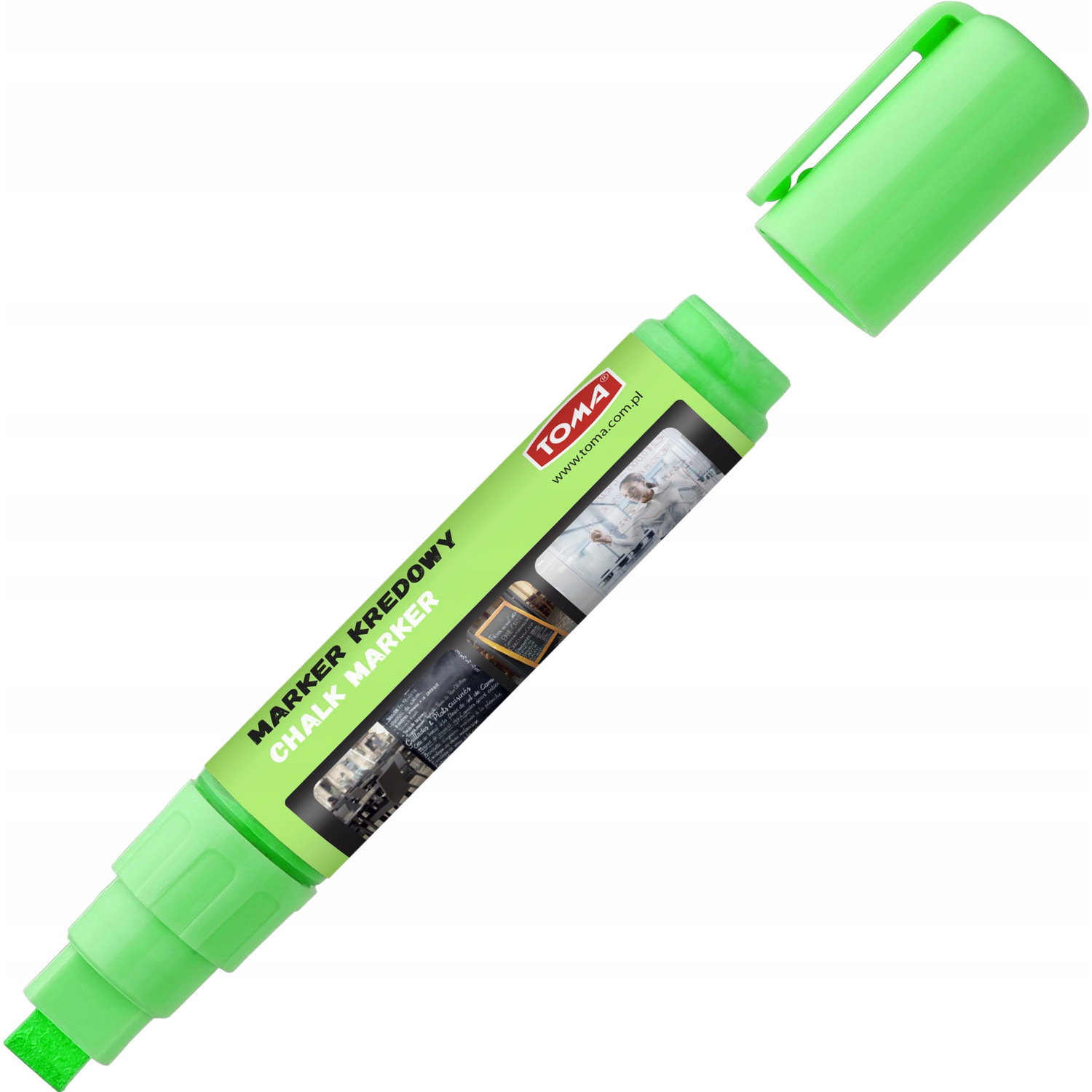 Markery kredowe końcówka 8x5mm zielone TO-291 42 TOMA