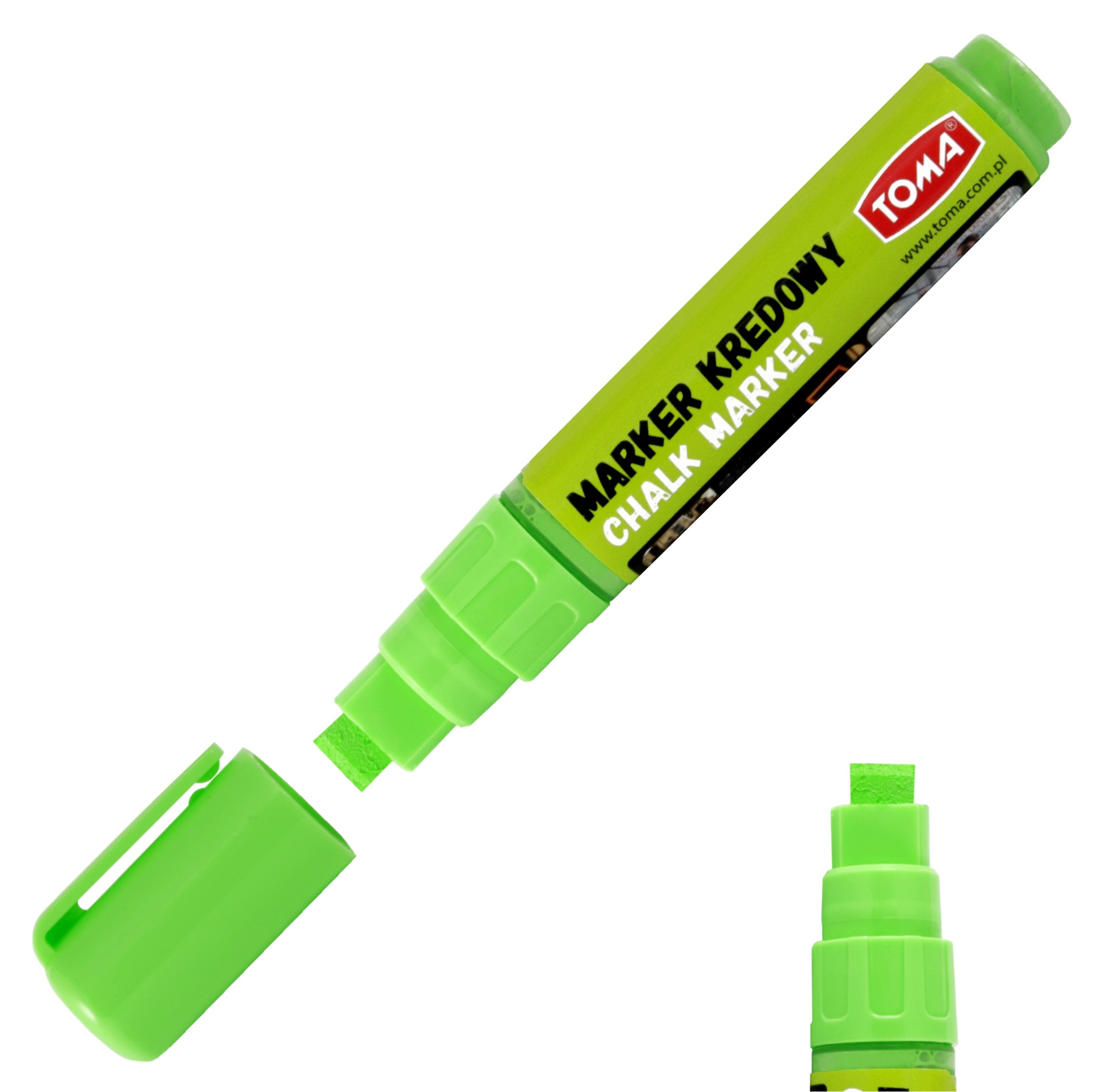 Markery kredowe końcówka 8x5mm zielone TO-291 42 TOMA
