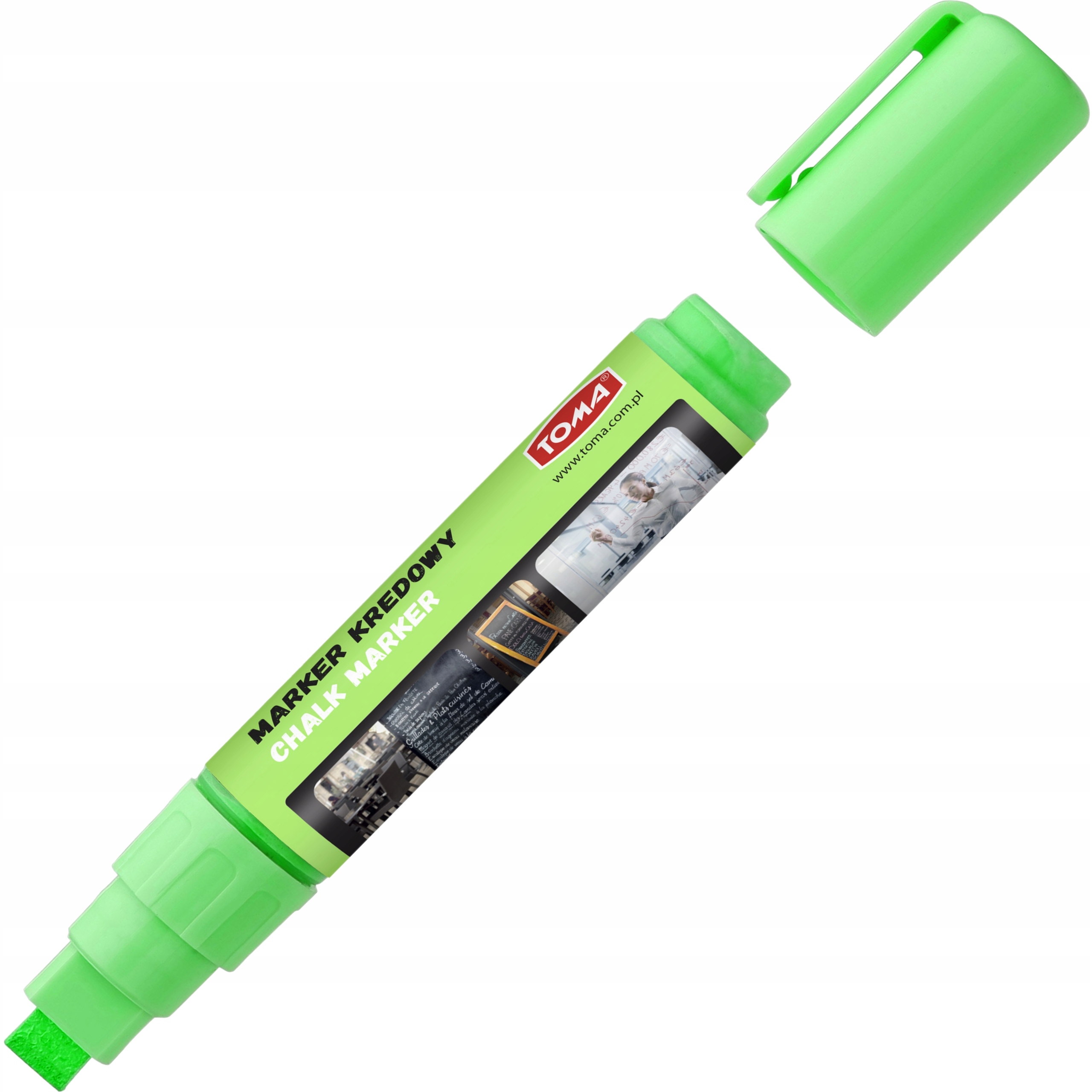 Markery kredowe końcówka 8x5mm zielone TO-291 42 TOMA