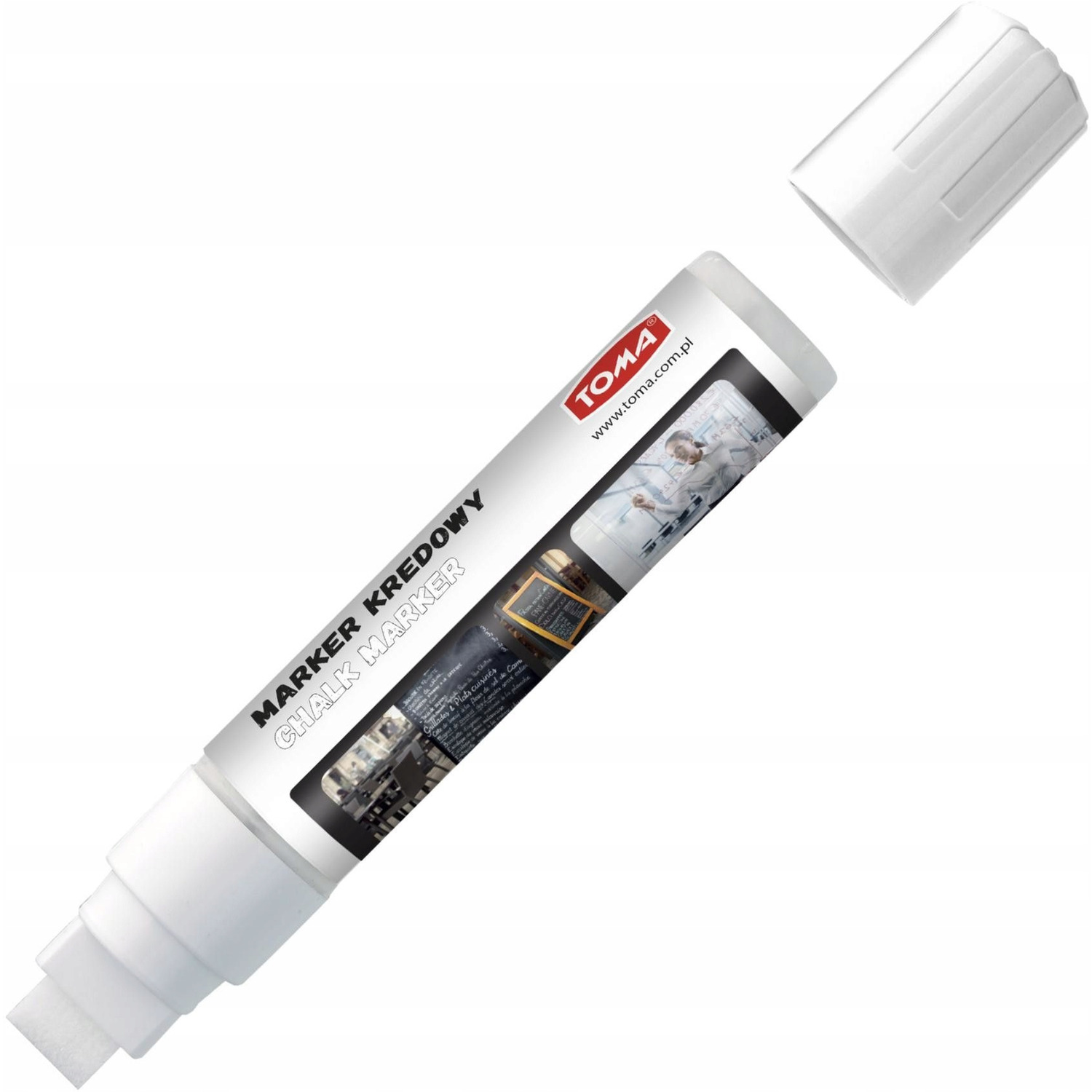 Markery kredowe końcówka 15x8mm białe TO-290 02 TOMA