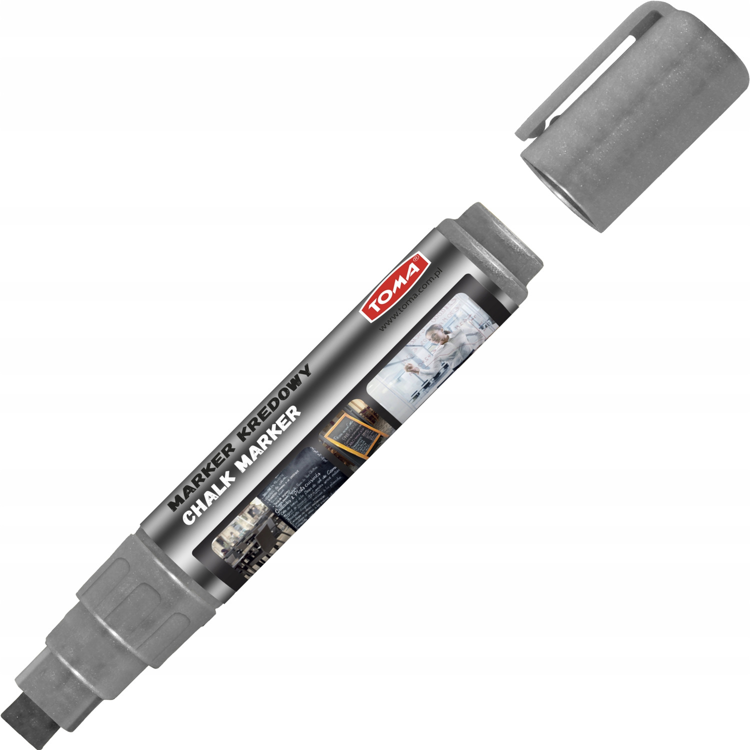 Markery kredowe końcówka 8x5mm-srebrny TOMA