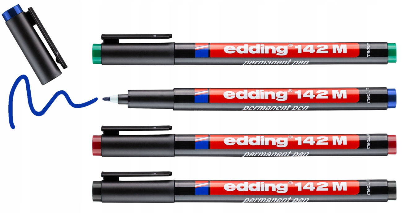 Markery niezmywalne do folii 4 kol. 1mm; 142M/4S ED  EDDING