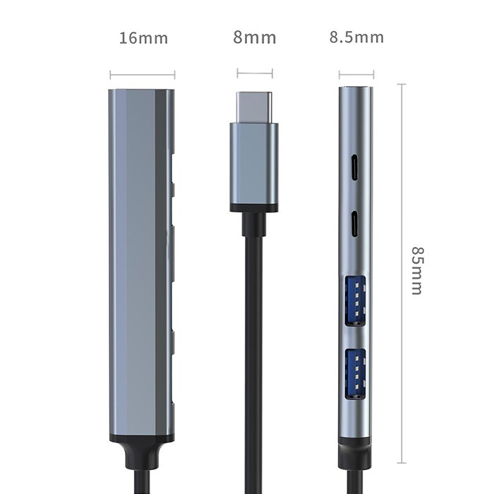 HUB adapter USB-C 3.1 5w1 | USB-C PD | USB-C | 2x USB 2.0 | USB  3.0