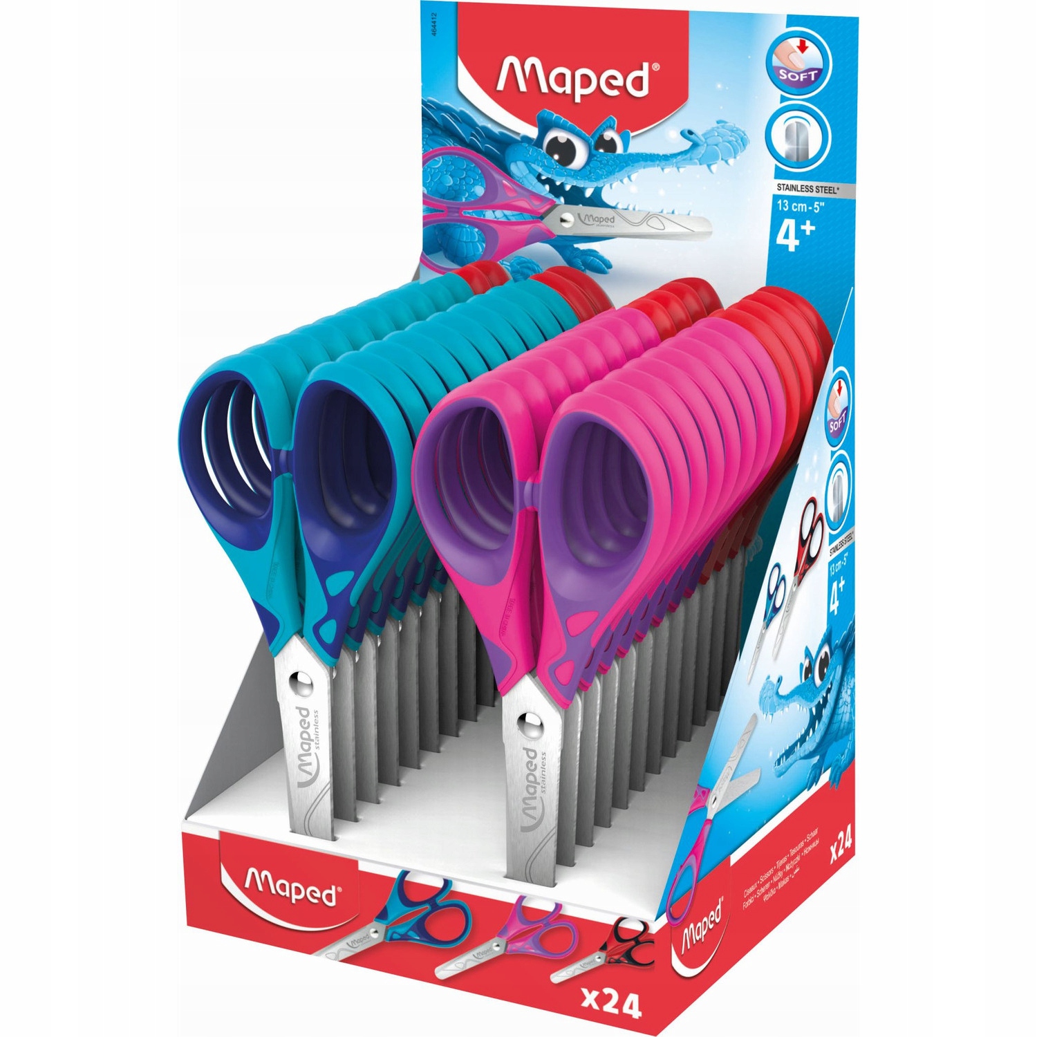 Nożyczki ESSENTIALS PULS SOFT szkolne 13 cm display; 464412  MAPED