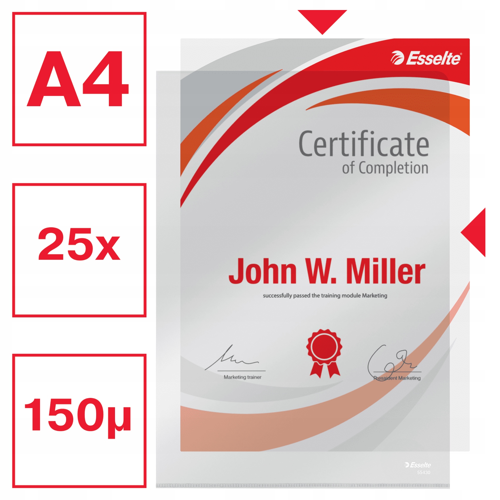 Ofertówki krystaliczne bezbarwne A4 150mic (25szt) ESSELTE 55430