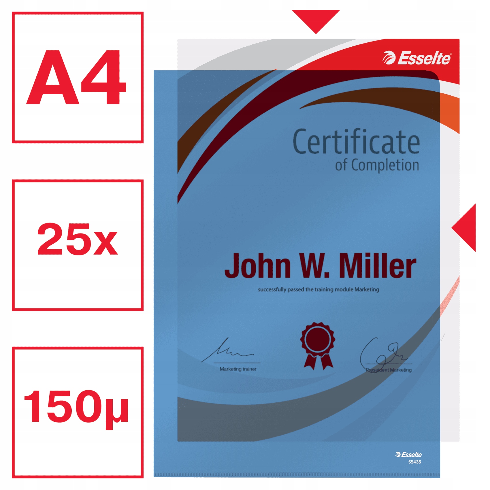 Ofertówki krystaliczne A4 150mic niebieskie (25szt) ESSELTE 55435