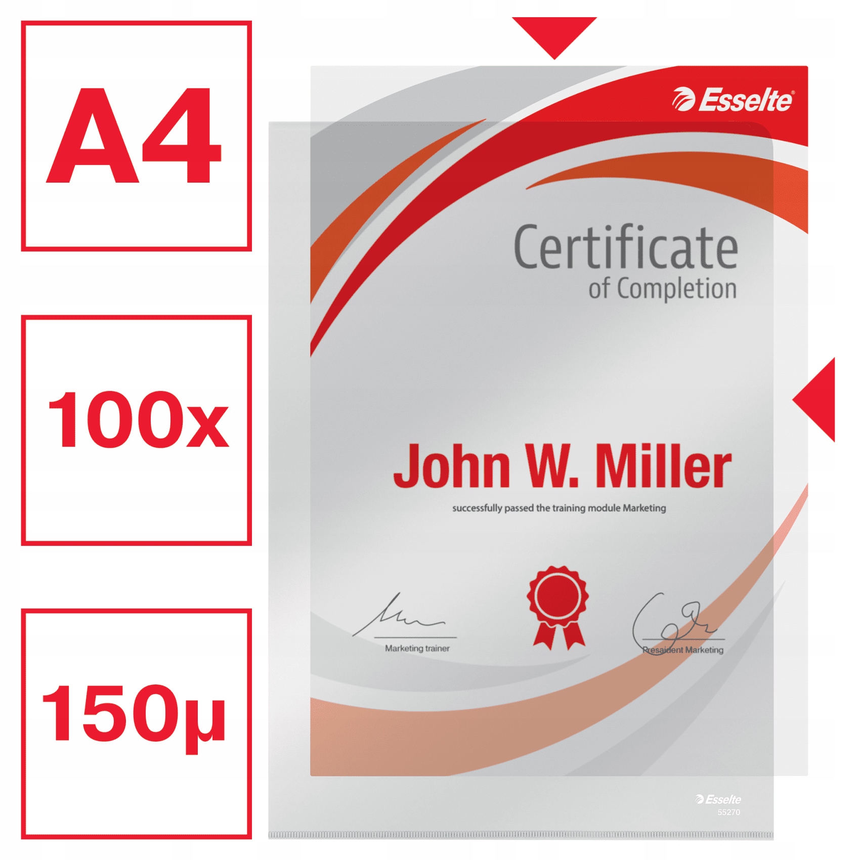 Ofertówki krystaliczne A4 150mic przezroczyste (100szt) ESSELTE 55270