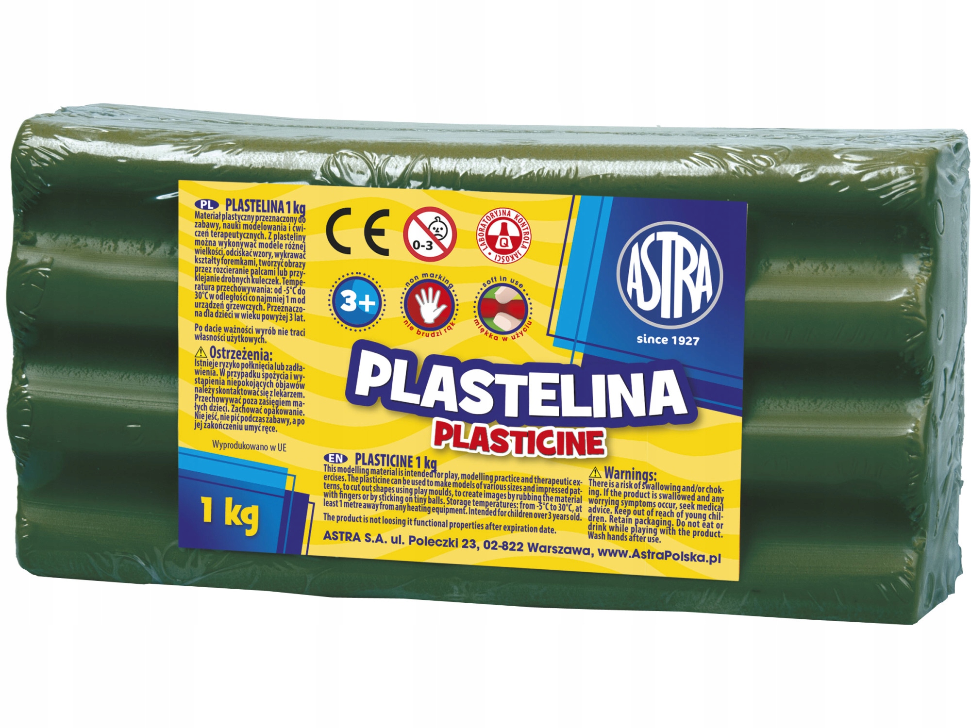 Plastelina Astra 1 kg zielona ciemna; 303111019  ASTRA