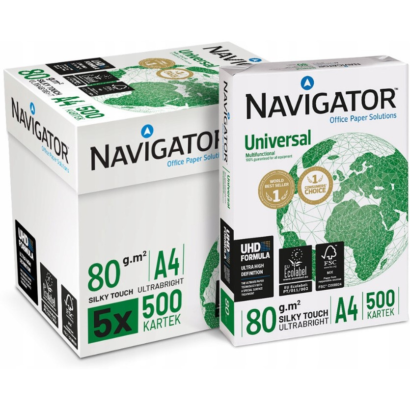 Papier xero A4 NAVIGATOR UNIVERSAL klasa A+ premium