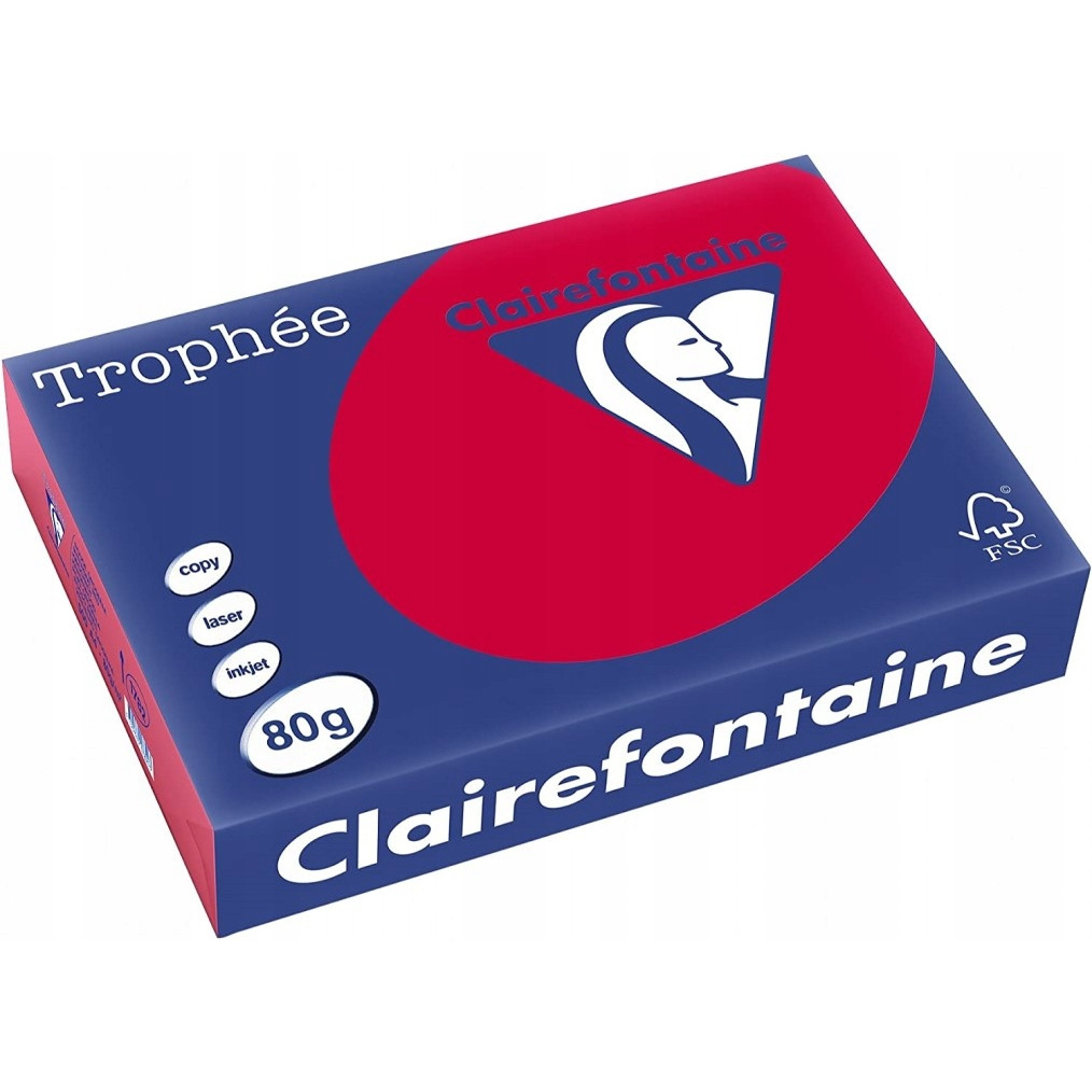 Papier xero A4 80g TROPHEE intensywny wiśniowy XCA41782 CLAIREFONTAINE