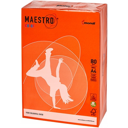 Papier xero MAESTRO COLOR A4 80g OR43 pomarańczowy