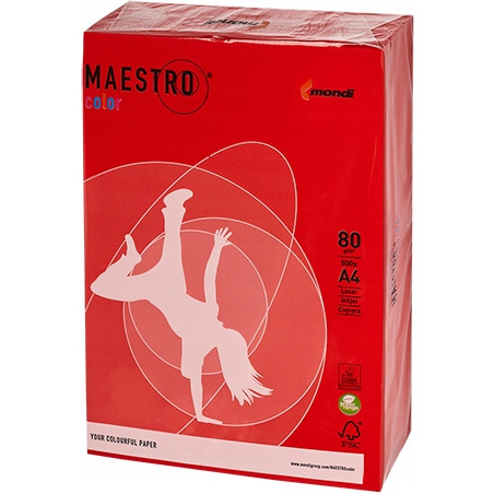 Papier xero MAESTRO COLOR A4 80g CO44 czerwień koralowa