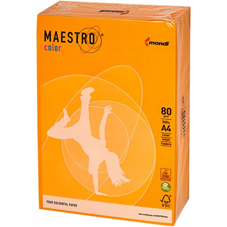 Papier xero MAESTRO COLOR A4 80 NEOOR neonowy odcień pomarańczowy