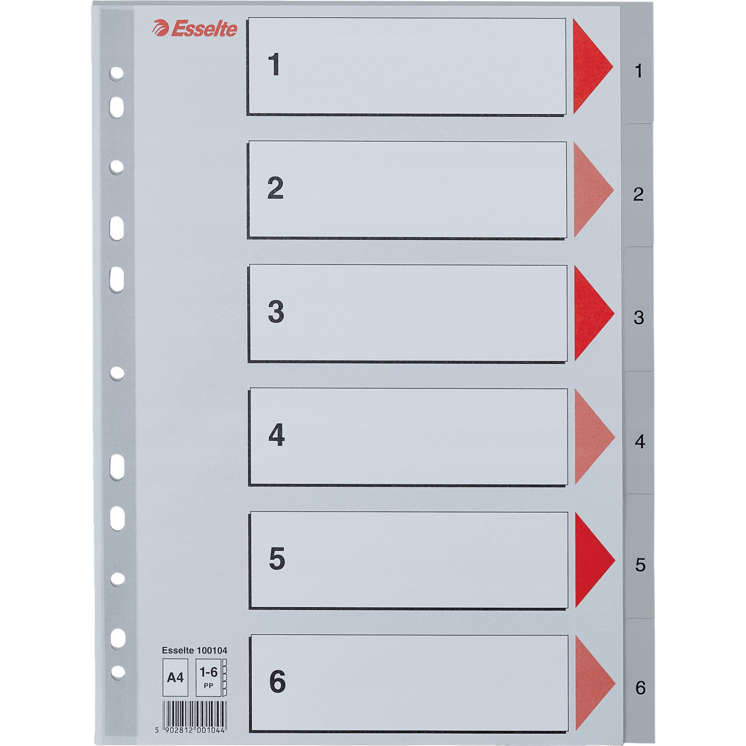Przekładki plastikowe szare PP A4 1-6 100104 numeryczne ESSELTE