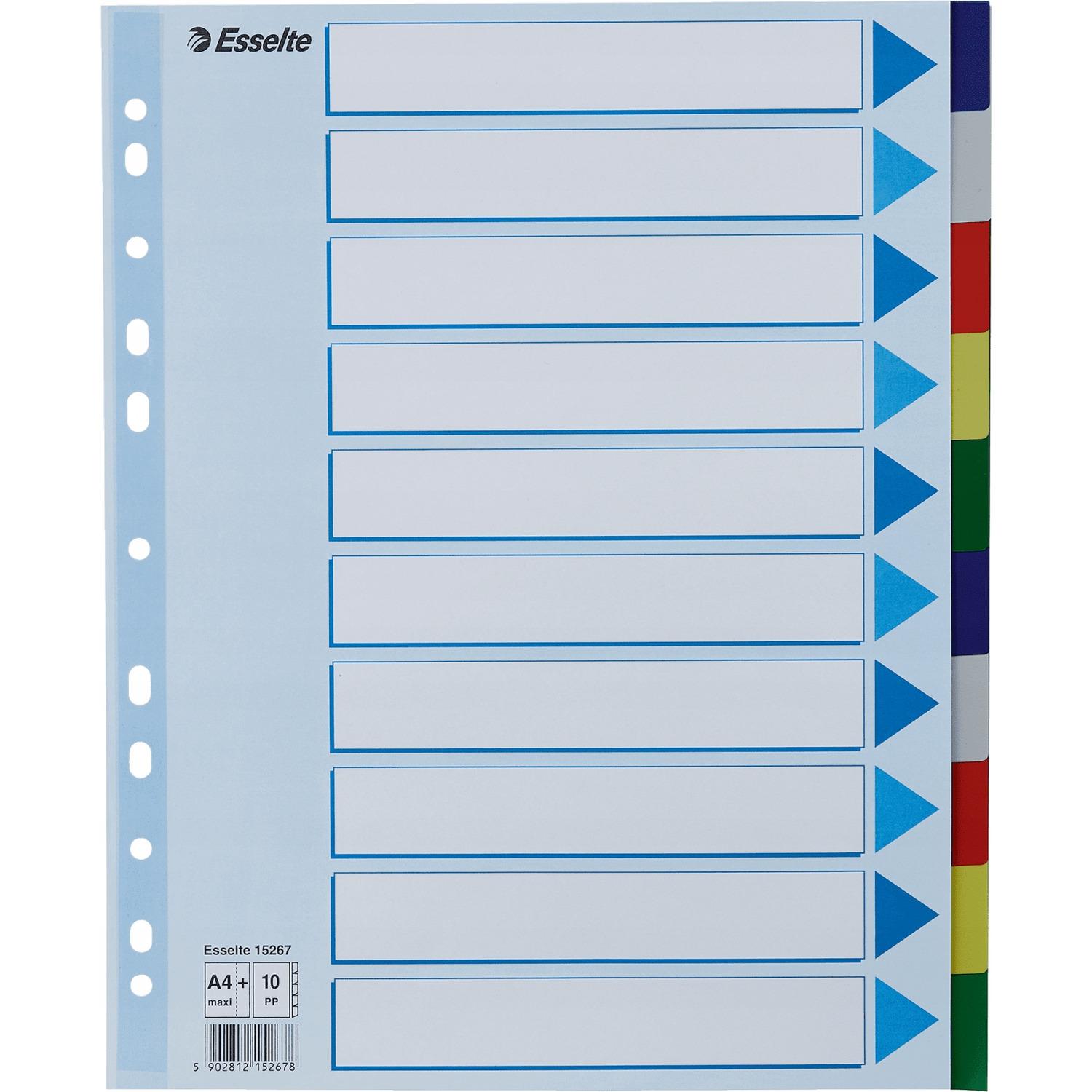 Przekładki plastikowe MAXI z PP ESSELTE 10 kart 15267