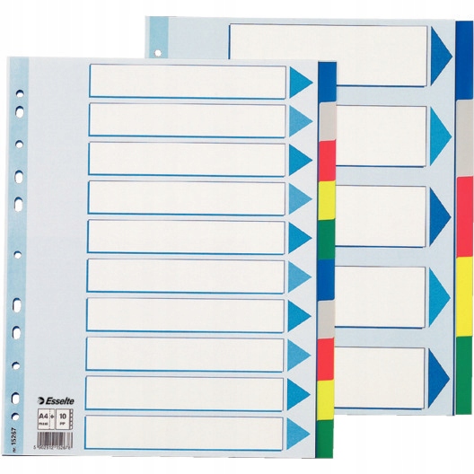 Przekładki plastikowe MAXI z PP ESSELTE 10 kart 15267