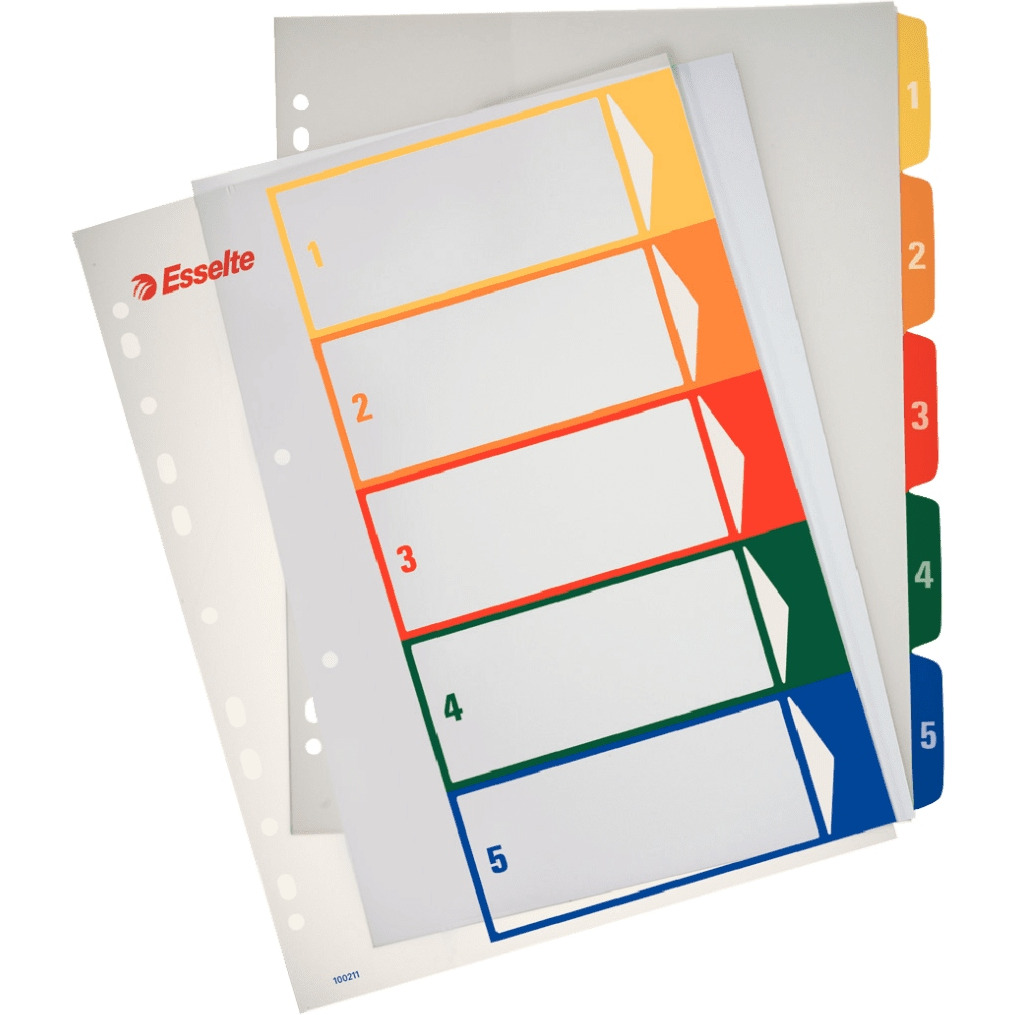 Przekładki plastikowe ESSELTE 1-5 do zadruku 100211