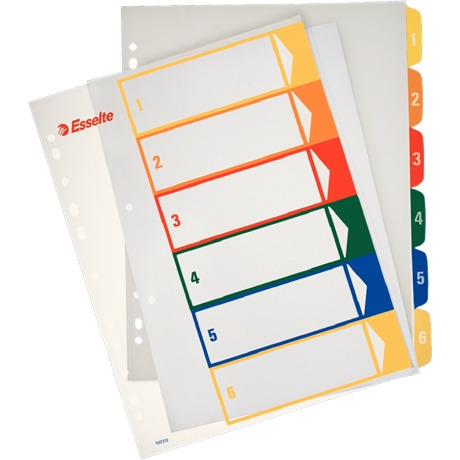 Przekładki plastikowe ESSELTE 1-6 do zadruku 100212
