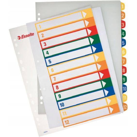 Przekładki plastikowe ESSELTE 1-12 do zadruku 100214