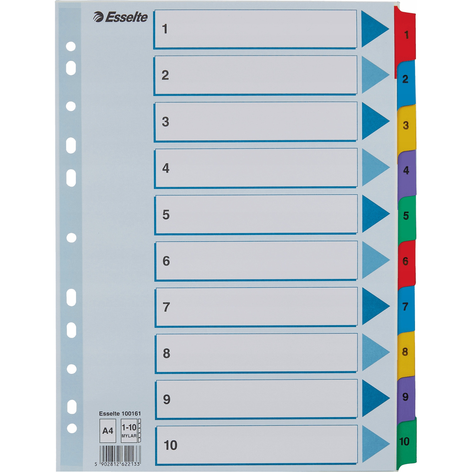 Przekładki kartonowe MYLAR A4 1-10 100161 białe ESSELTE