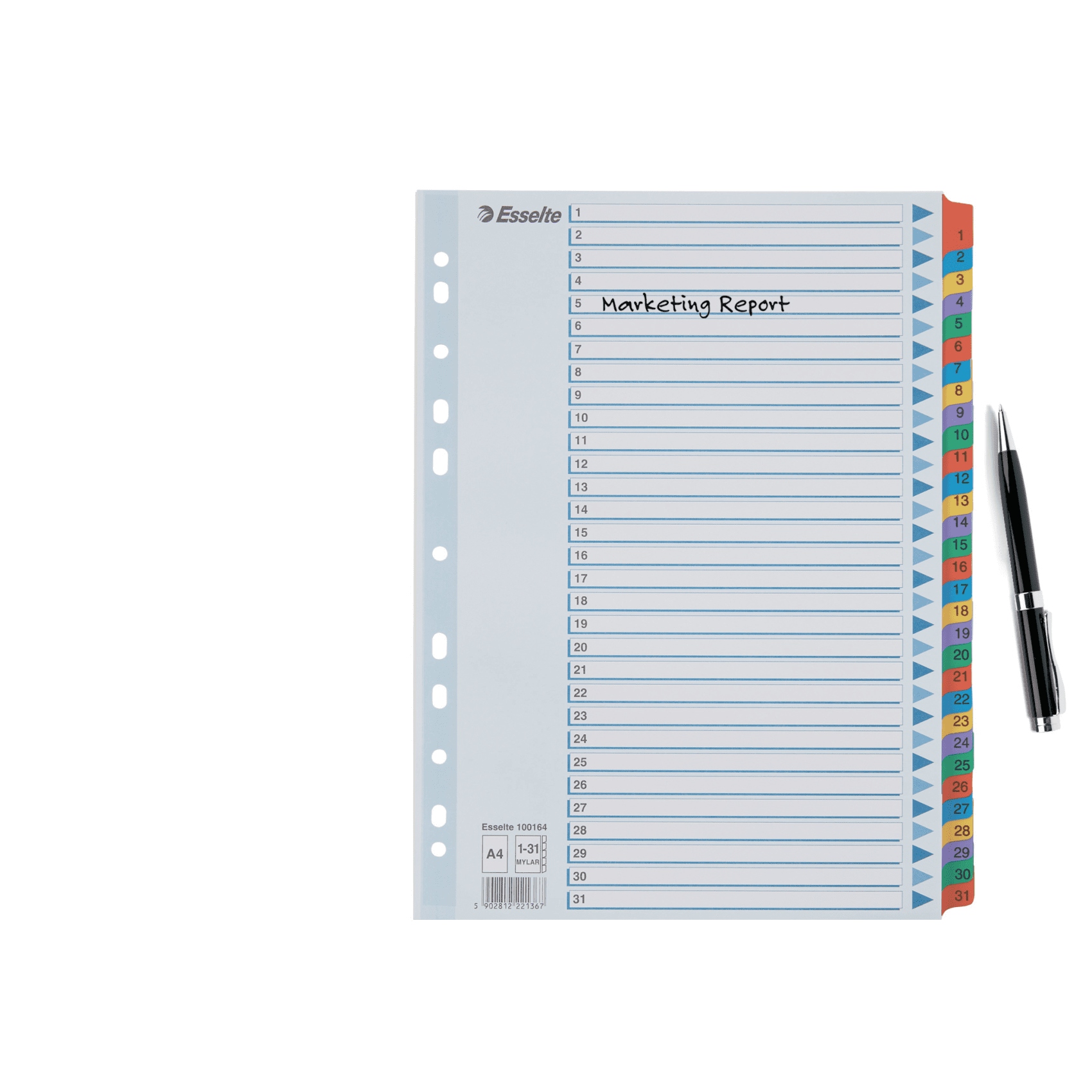 Przekładki kartonowe MYLAR A4 1-31 100164 białe ESSELTE