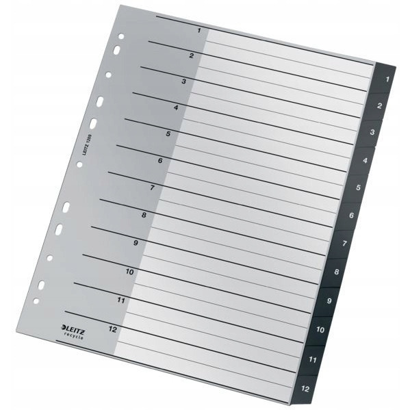 Przekładki Recycle 1 - 12, A4, PP, czarne 12090000