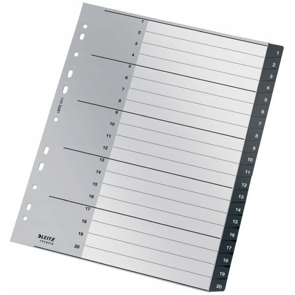 Przekładki Recycle 1 - 20, A4, PP, czarne 12110000