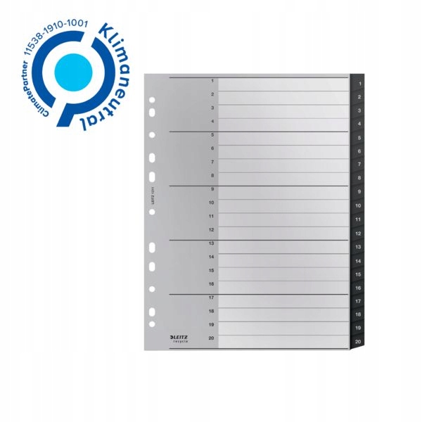 Przekładki Recycle 1 - 20, A4, PP, czarne 12110000