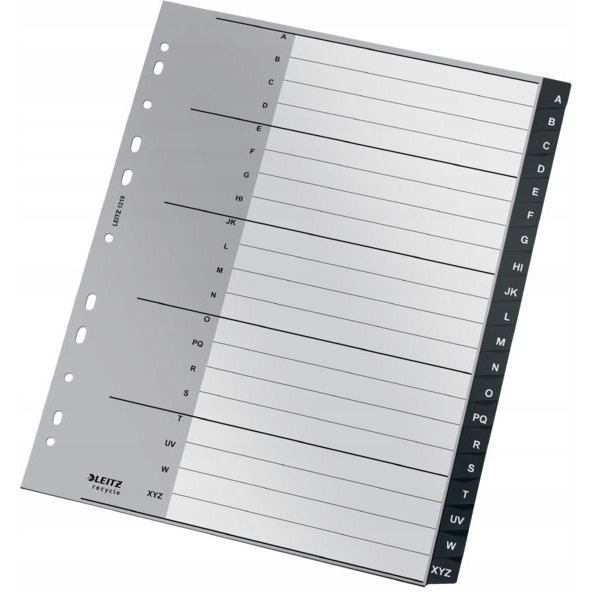 Przekładki Recycle, A - Z, A4, PP, czarne 12190000