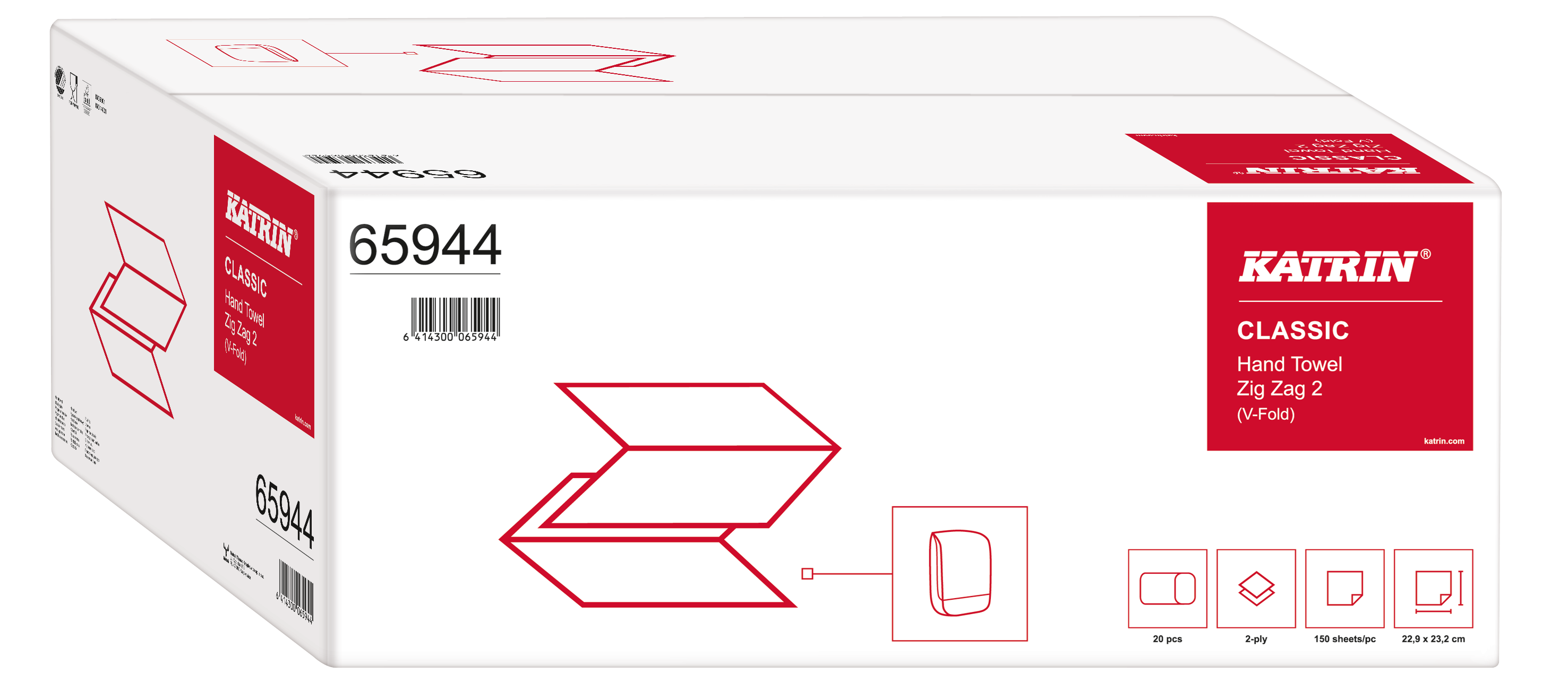 Ręcznik ZZ KATRIN biały 36180 2w 20x150listk CLASSIC 431468/65944 karton