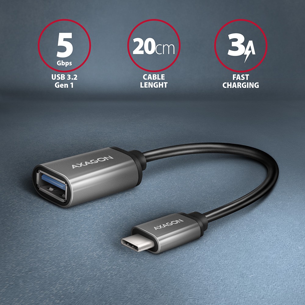RUCM-AFA Redukcja, USB 3.1 Type-C męska -> Type-A żeńska ALU
