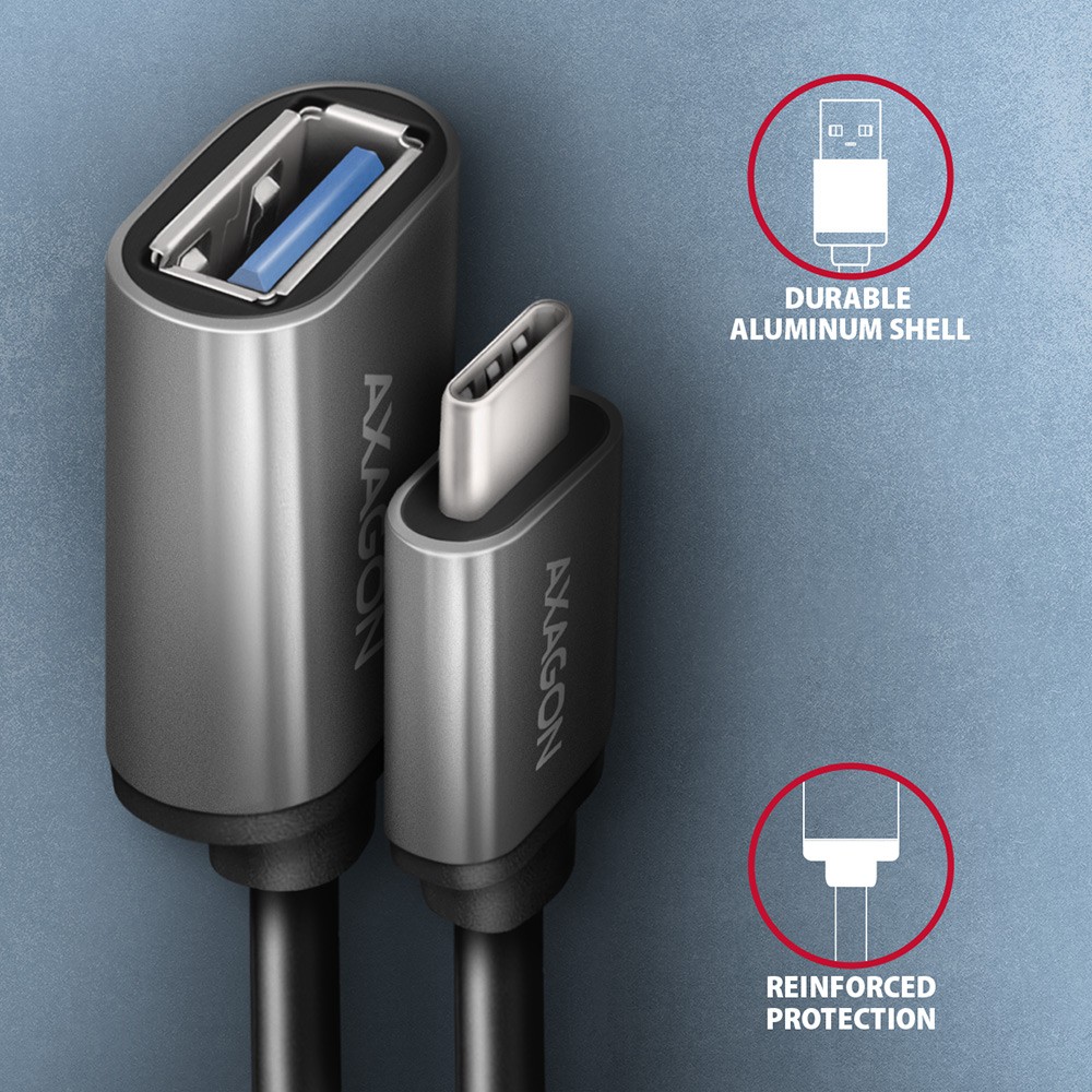 RUCM-AFA Redukcja, USB 3.1 Type-C męska -> Type-A żeńska ALU