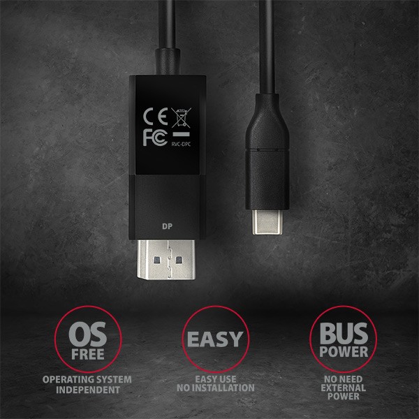 RVC-DPC Konwerter/kabel USB-C -> DisplayPort 1,8m, 4K/60HZ