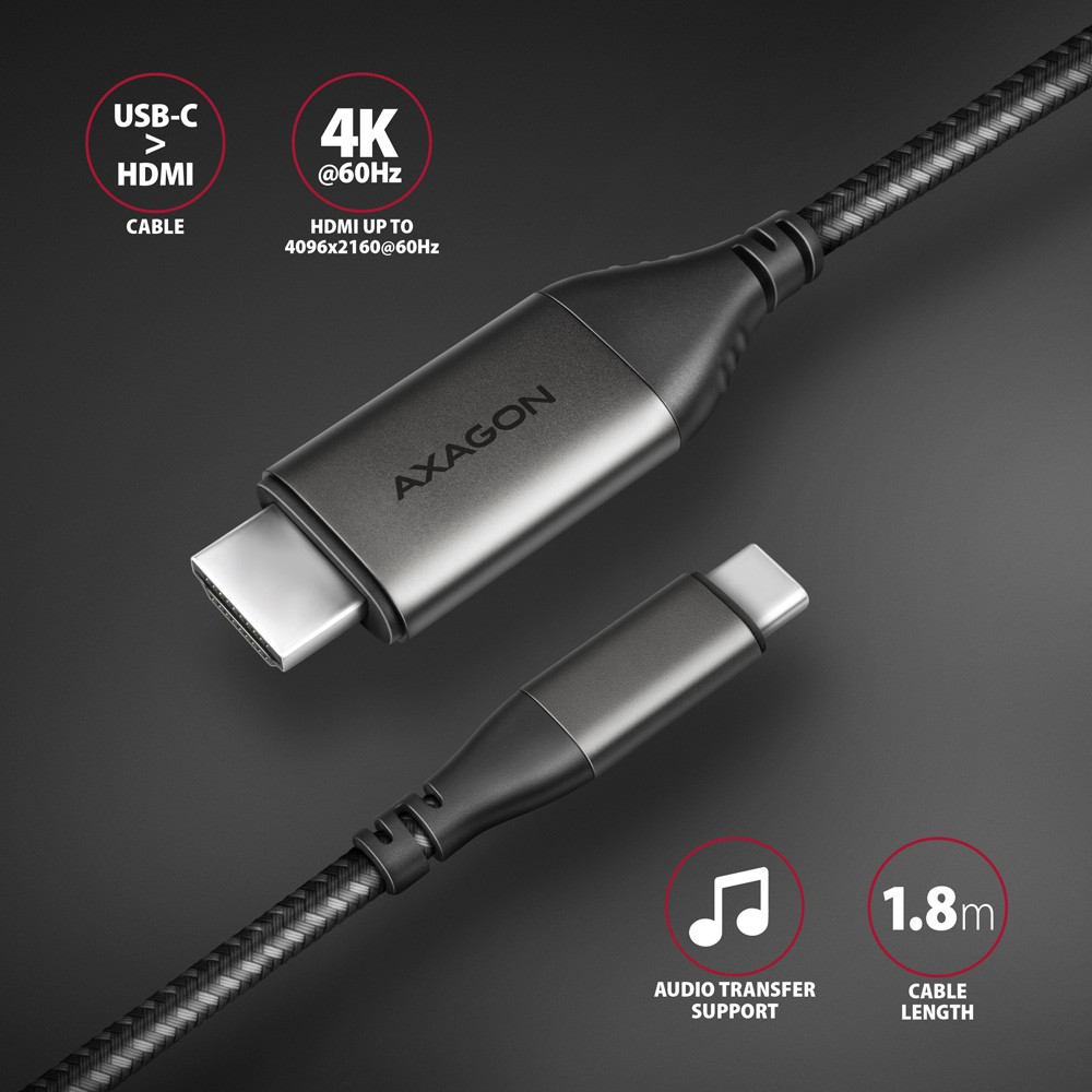 RVC-HI2M Adapter USB-C -> HDMI 2.0 4K/60Hz Aluminum, 25cm kabel