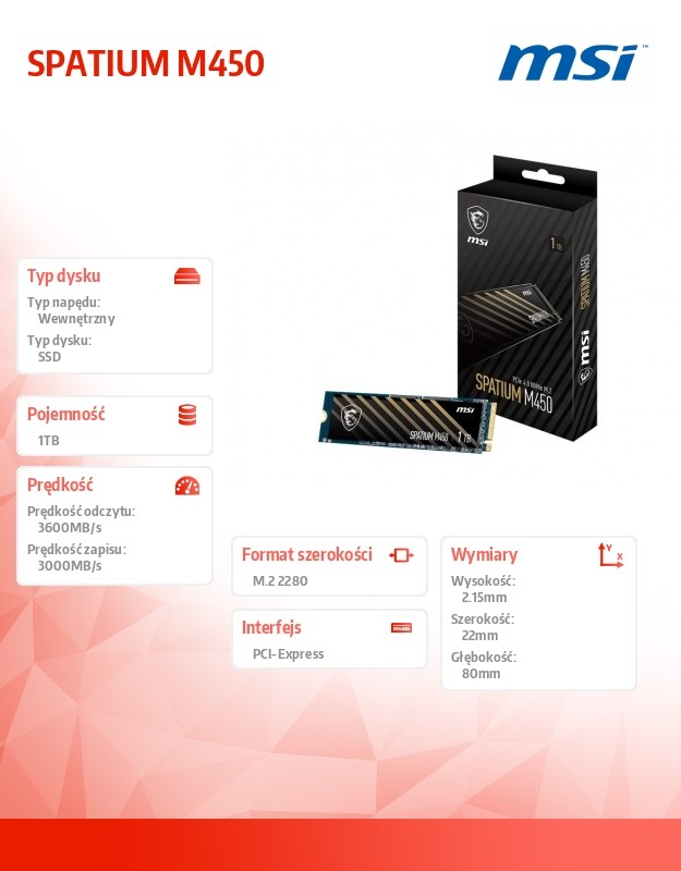 Dysk SSD 1TB M.2 PCIe4 3600/3000MB/s