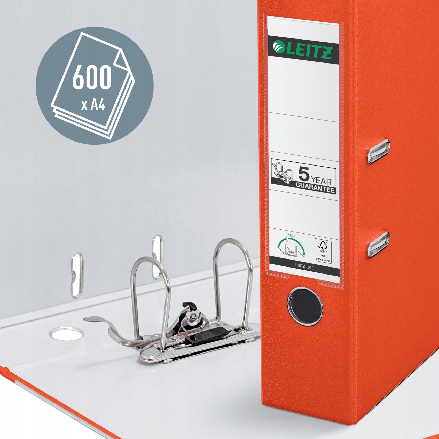 Segregator LEITZ A4/80mm 180_ jasnoczerwony 10105020