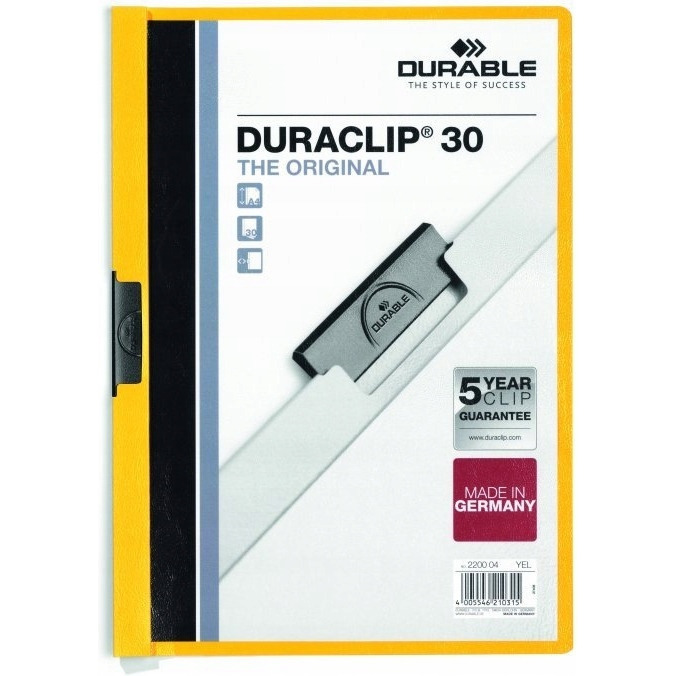 Skoroszyt DURABLE DURACLIP Original 30 żółty 2200-04