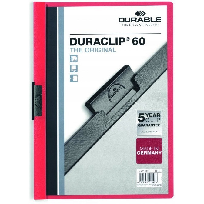 Skoroszyt DURABLE DURACLIP Original 60 czerwony 2209-03
