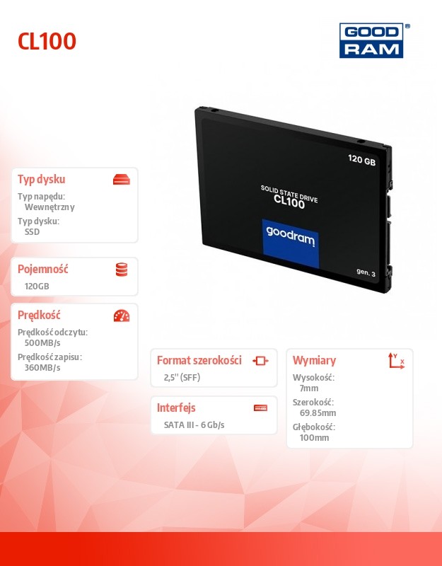Dysk CL100 G3 120GB  SATA3 2,5