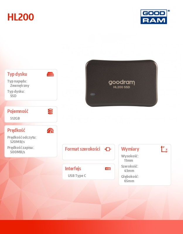 Dysk SSD HL200 512GB USB-C 3.2 Gen2