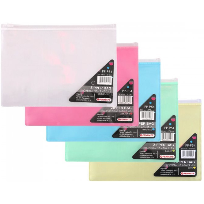 Koperta na zamek z PP A5 Żółta PENMATE TT6699