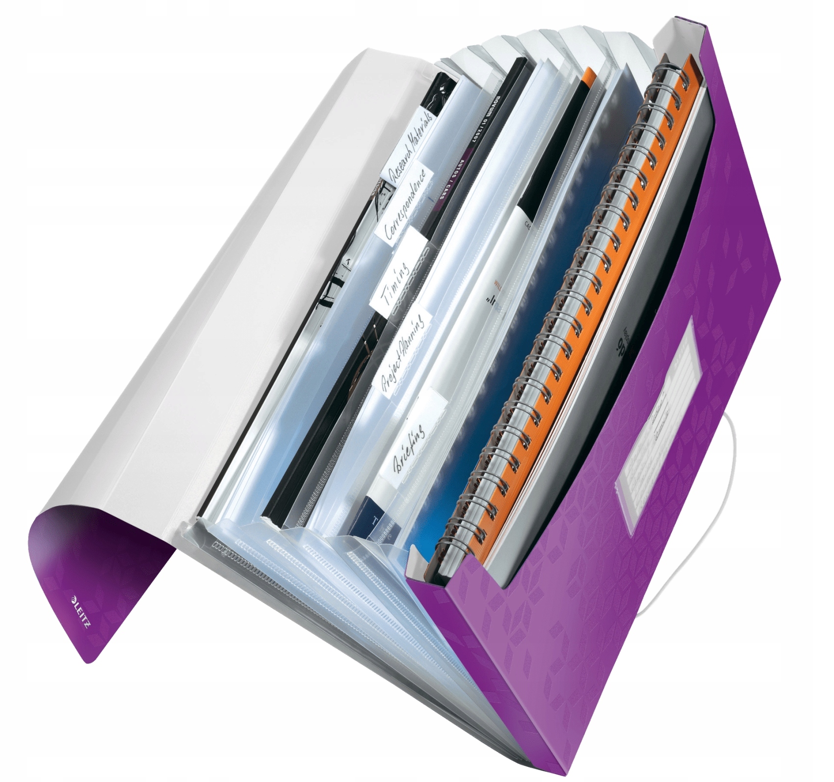 Teczka 6przegródek LEITZ WOW A4 fioletowa 250k 45890062