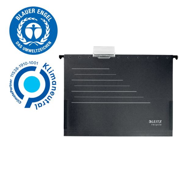 Teczki zawieszane z boczkam Alpha Recycle, czarna 19220095