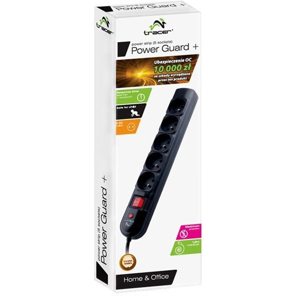 Listwa TRACER PowerGuard 1 8m 5 gniazd TRALIS30406