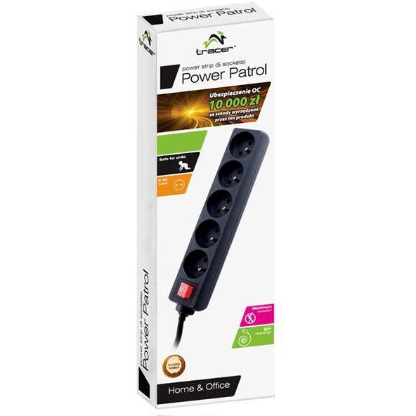 Listwa TRACER PowerPatrol czarna 5m 5 gniazd TRL-100C PowerPatrol