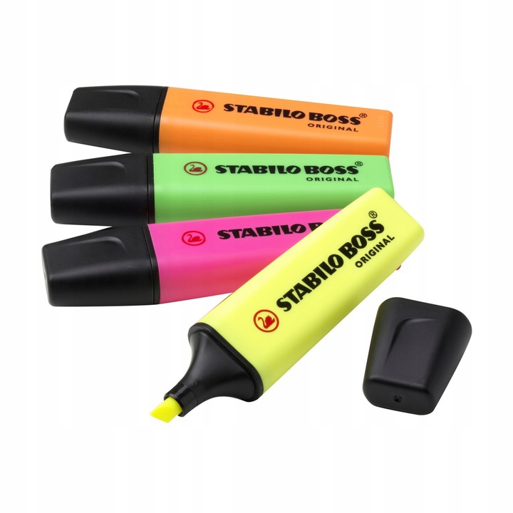 Zakreślacz STABILO BOSS 4szt. w etui z wieszaczkiem 70/4