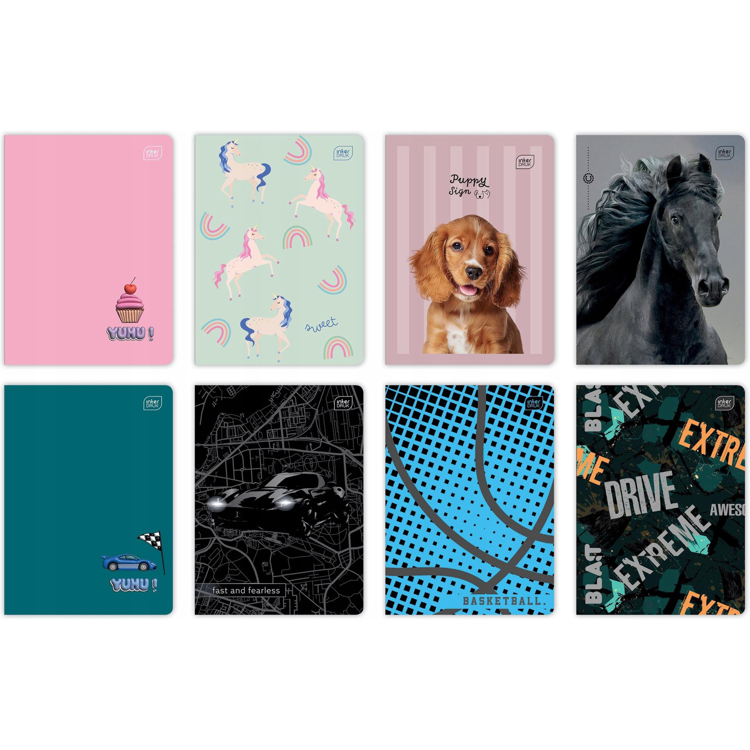 Zeszyt A5 32 linia mix wzorów INTERDRUK